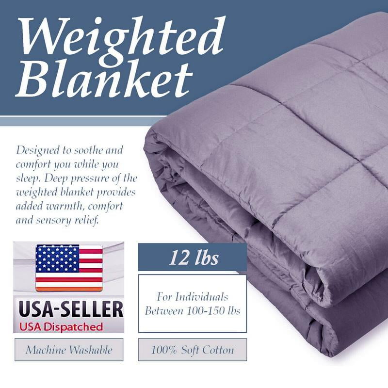 Cooling Weighted Blanket 48''x72'' 20lb Anxiety Relief Promote Deep Sleep Full~ 