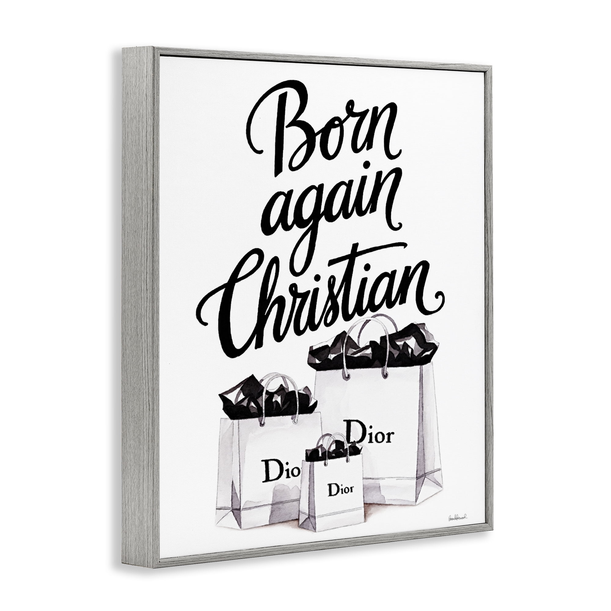 Christian & Shopping Bags Gray Framed Giclee Art, design by Amanda Greenwood