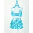thumbnail image 4 of Haitryli Kids Girls Sequin Metallic Crop Top with Skirt Set Jazz Latin Dance Outfits 2 Piece Ballroom Dancewear Blue 7-8, 4 of 7