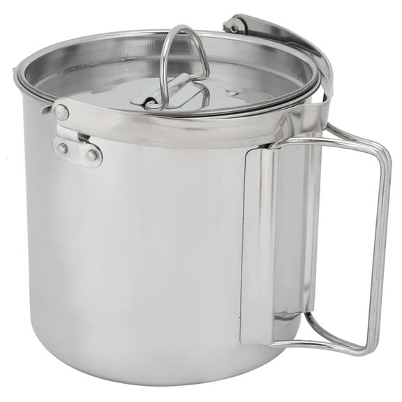1.2L Stainless Steel Camping Kettle - Portable Hanging Pot for Outdoor Cooking