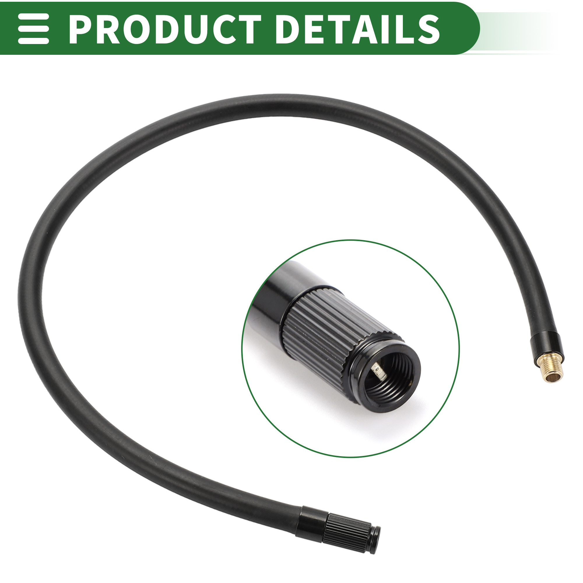 Unique Bargains Tire Inflator Extension Tube Air Pump Hose Adapter 19.69inch Rubber