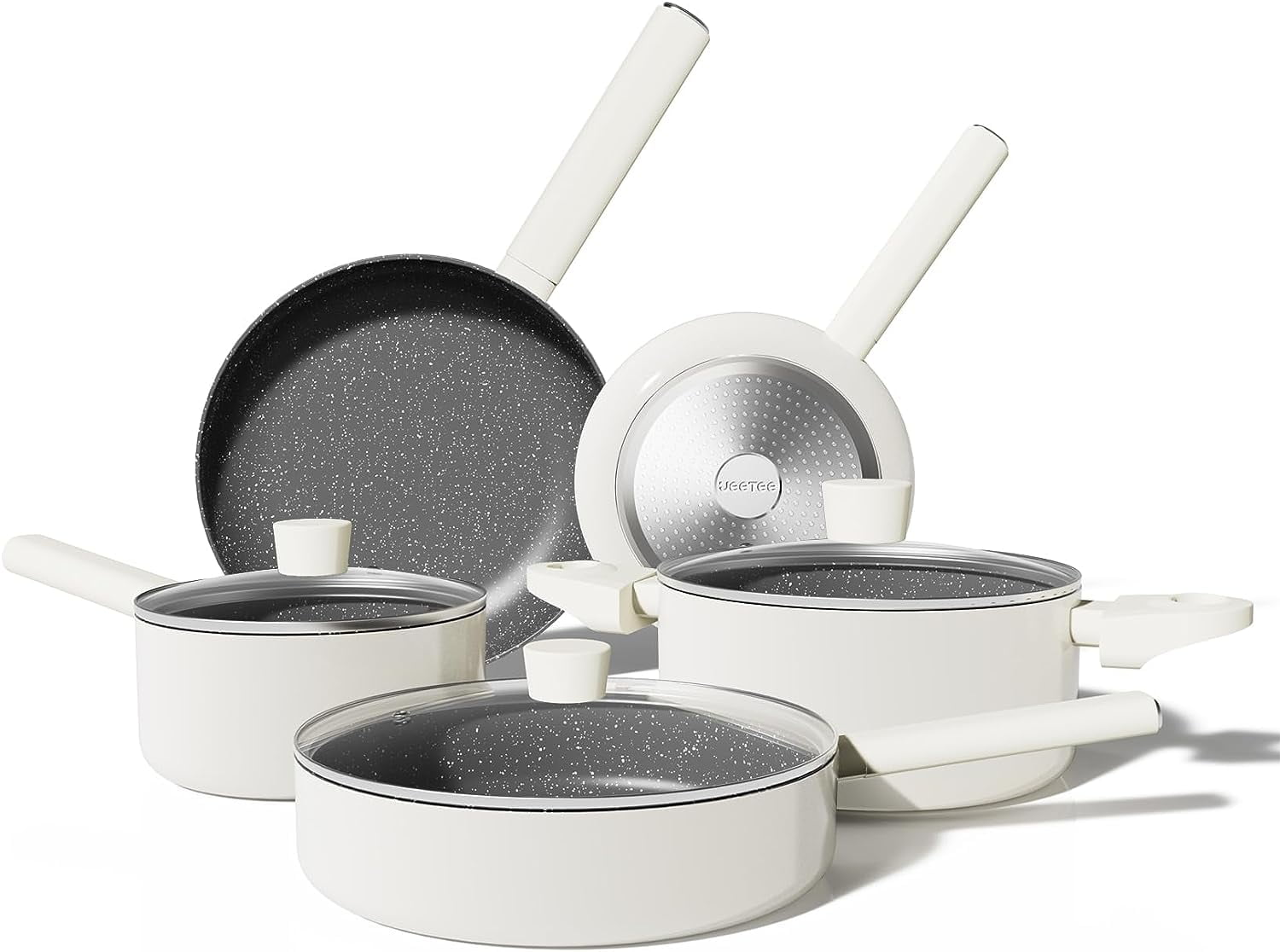 LINSHUI Ceramic Cookware Set White Pots and Pans Set Nonstick,13 PCS