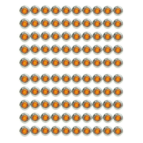 100PCS 3/4 Inch 3 LED Mini Round Trailer Side Marker Indicator Lights Universal for Trucks Boat Pickup Caravan RV Yellow