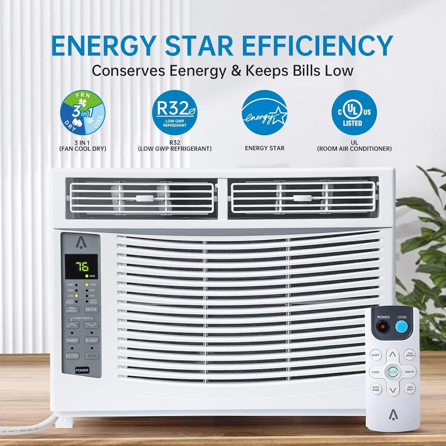 6000 BTU Window Air Conditioner, Smart WiFi & Remote Control, Quiet 50dB AC Unit for Rooms Up to 250 Sq. Ft., 24H Timer, Energy-Saving ECO & Sleep Mode, Easy Installation Kit Included, White