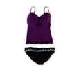thumbnail image 2 of Profile Womens Starlet Ruffle Brief 2 Piece Tankini, Purple, 14, 2 of 2