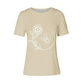 thumbnail image 3 of Tops de Ajuste Suelto para las Mujeres Sudadera Casual Impresa Manga Corta Cuello Redondo Superior, Poliéster, 3 of 4