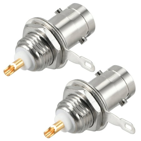 Bulkhead Screen - BNC Female Bulkhead Coaxial Connectors Screw-lock Terminal Brass Adapter 2pcs