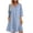 Light Blue, variant on Women's Split Neck Three Quarter Sleeve Mini Dress Half Button With Pockets Loose Fit Casual Summer Linen Blend Tunic Dress