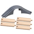 thumbnail image 1 of Conectores de vías de tren, modelos de túneles y puentes de tren, simulación, madera recta Gris, 1 of 9