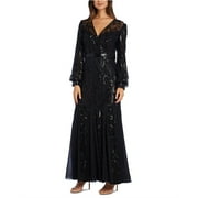 R&M Richards Womens Sequin Gown Dress, Black, 10P