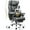 Grey, variant on COOLHUT Large Executive Leather Office Chair with Footrest, Ergonomic Reclining Design, High Back and Lumbar Support, Ideal for Big and Tall Users, Perfect for Home Office or Computer Desk Use, White