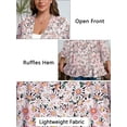 thumbnail image 6 of SHOWMALL Women's Plus Open Front Lightweight Cardigan 3/4 Sleeves Bolero Dense Daisy Blooms 4X Pleated Ruffles Hemline Shrugs, 6 of 7