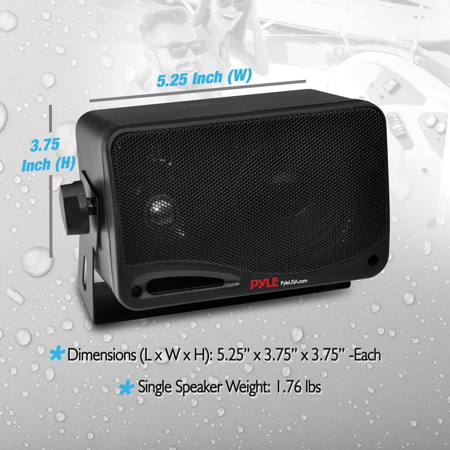 Pyle PDWR42BBT Bluetooth Indoor Outdoor 3.5" 200W Speaker System, Black (2 Pack)