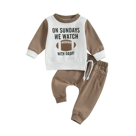 

Lieserram Toddler Kids Boys 2 Piece Fall Spring Outfits 6 12 18 24 Months 2T 3T Rugby Letter Print Long Sleeve Sweatshirt and Elastic Pants for Baby Clothes Set