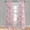 thumbnail image 5 of Ambesonne Geometric Curtains, Squares on Plain Back, Pair of 28"x84", Soft Pink Pale Mustard, 5 of 5