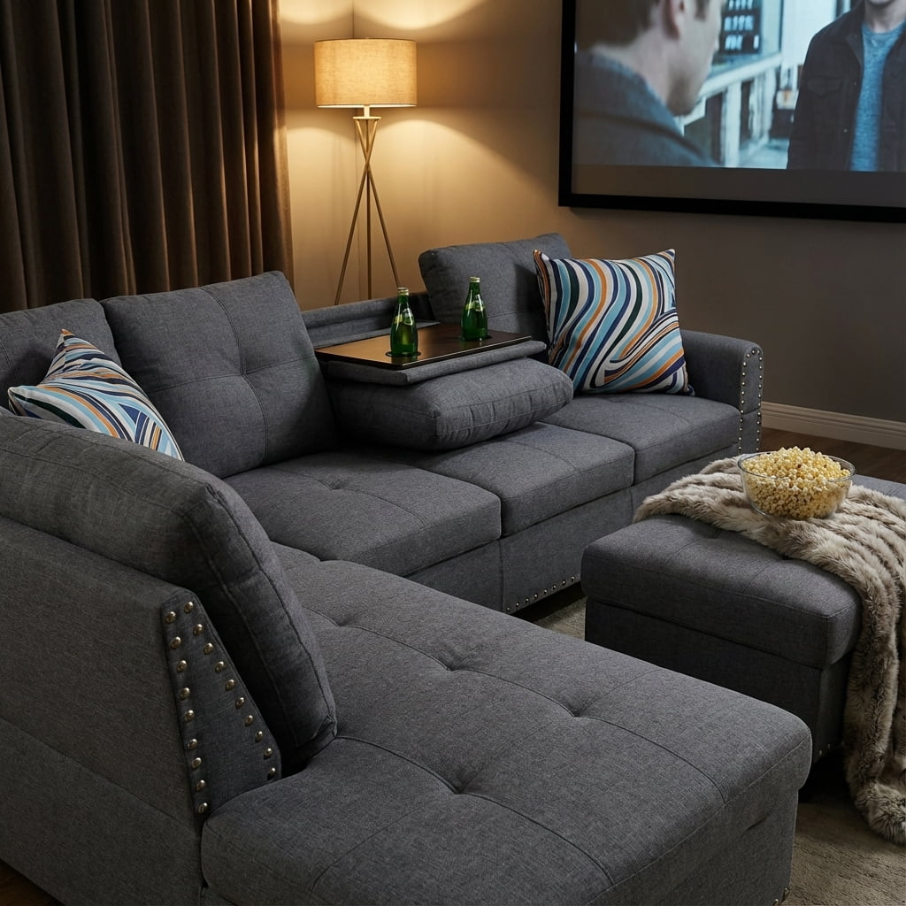 Prilinex Classic L-Shaped Sectional Sofa Couch for Living Room, Modern Modular Sofa with Chaise, Classic Lounge Couch Sleeper for Apartment, Gray