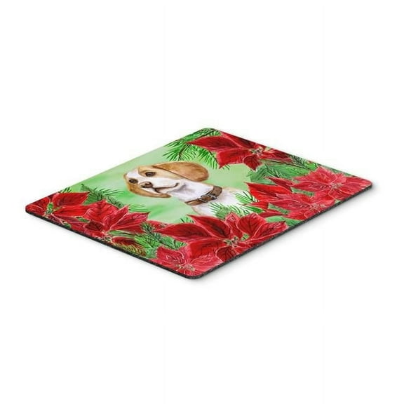 Beagle Poinsettas Mouse Pad, Hot Pad or Trivet