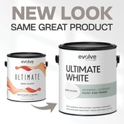 Evolve Ultimate Latex White Paint & Primer with Semi Gloss Finish, Interior/Exterior, 5 Gallon