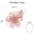 thumbnail image 2 of HuangHuanChen Women's Headpiece Hat Clip Fascinators Hats for Women Tea Party Hats Feather Veil Headband for Wedding Dresses Accessories Derby Hats for Women Light Pink 2026 Sales Under $1, 2 of 2