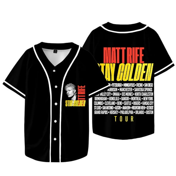 Matt Rife Stay Golden Tour Baseball Jacket Tee Women Men Fashion V-neck Short Sleeve T-Shirts