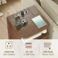 thumbnail image 5 of Whalefall Nightstand with Charging Station, End Table with Sliding Doors for Adult’s Bedroom, Walnut, 5 of 10