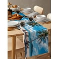 thumbnail image 6 of ERUNPONLY Summer Beach Coastal Table Runner - 60 Inch Long Blue Sea Ocean Landscape Hawaii Cotton and Linen Blended Dress Scarves Farmhouse Table Runner for Kitchen Dining, Coffee Table, 13"x60", 6 of 8