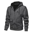thumbnail image 2 of Jerdar Men's Solid Color Loose Casual Multi-Pocket Hooded Full Zip Long Sleeve Jacket Outdoor Jacket Men, 2 of 8