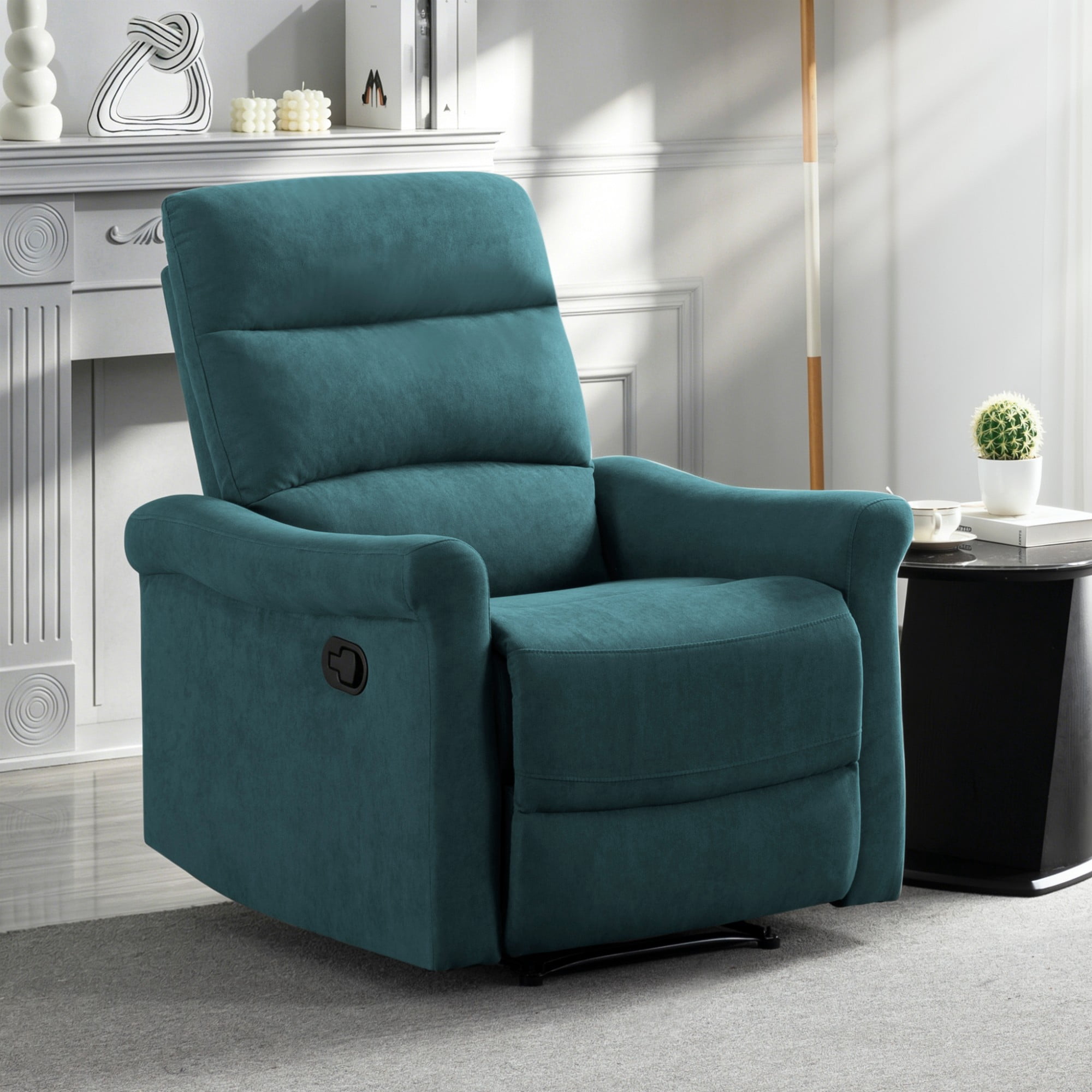 Gewnee 31.89" Manual Recliner Chair, Adjustable Reclining Lounge Chair, Linen Upholstered Wood & Metal Frame Single Sofa Recliner for Living Room, Office, Green