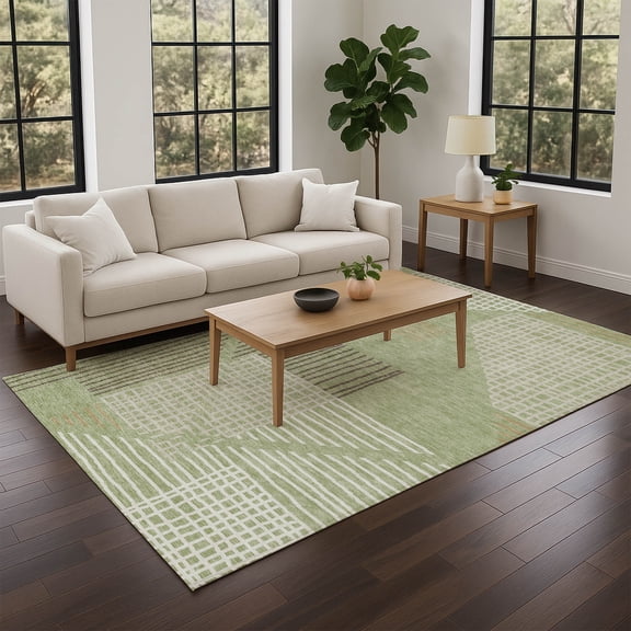 Addison Rugs Chantille Indoor/Outdoor Transitional Stripes Aloe Machine Washable Rectangle Rug, 10' x 14'