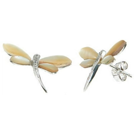 925 Sterling Silver Dragon Fly Makes Unique Engagement Gifts For Women, Sea Shell Dragon Fly Sterling Silver Earrings