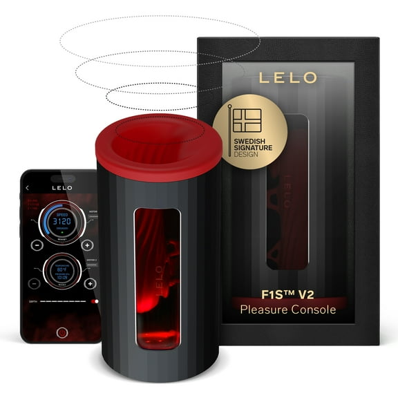LELO F1S V2 Vibrating Penis Sleeve App Connected Automatic Male Masturbator, Red