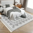 thumbnail image 2 of ZACOO 8x10 Boho Geometric Area Rug Machine Washable Living Room Rug Indoor Floor Cover for Bedroom Dining Room Office Ultra-Thin Non Slip Rug Non-Shedding Foldable Accent Rug, Grey, 2 of 8