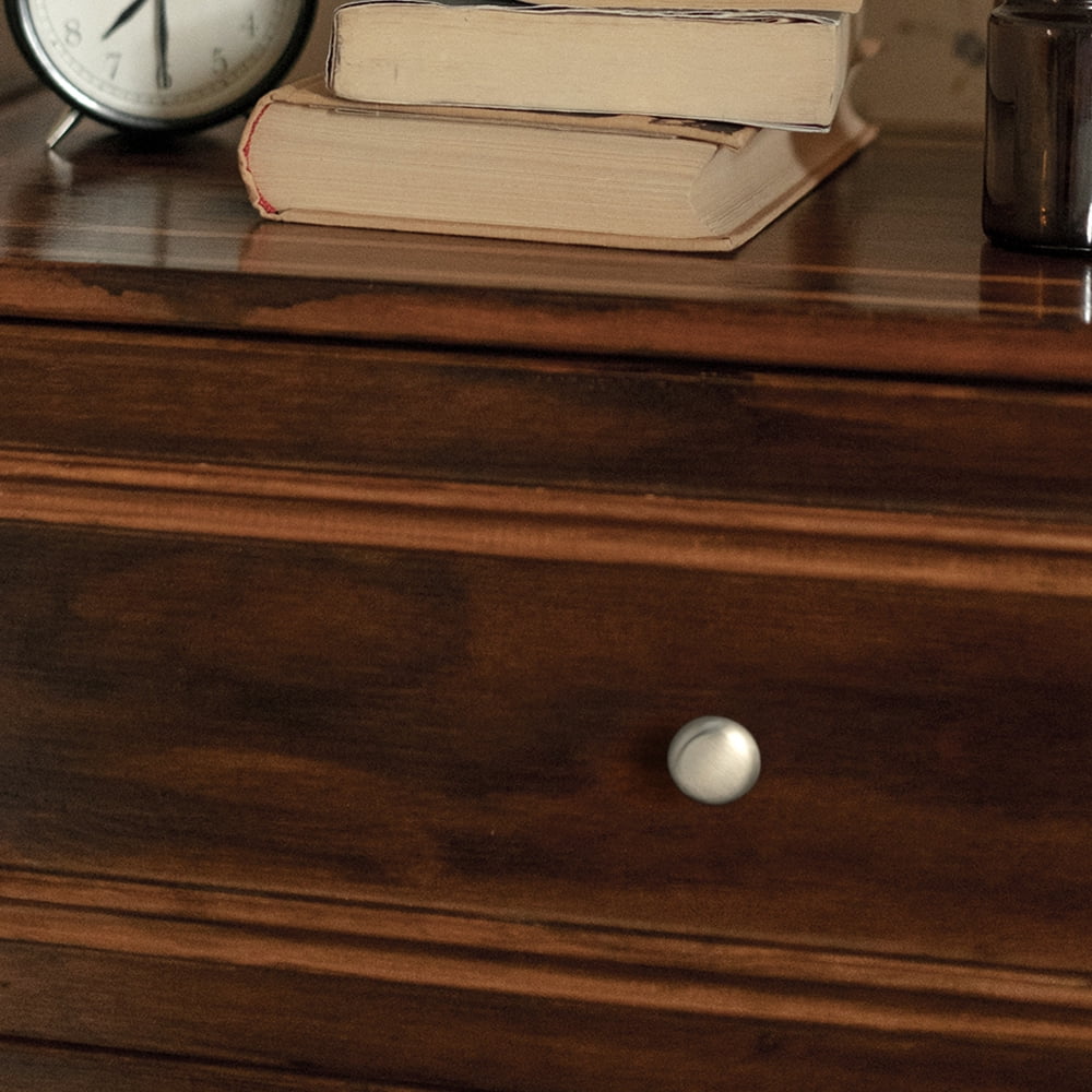 Goo-Ki Set of 6 Elegant Satin Brushed Nickel Cabinet Knobs - Classic Round Kitchen Hardware, Contemporary Drawer Pulls Sleek Dresser Handles