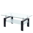 thumbnail image 2 of Rectangle Glass Coffee Table, Modern Side Coffee Table For Living Room, 2-Tier Tea Table With Tempered Glass Tabletop, Lower Shelf For Living Room, 2 of 6