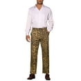 thumbnail image 2 of INSPIRE CHIC Men's Pants Leopard Animal Print Regular Fit Vintage Flat Front Pants 36 Brown, 2 of 5