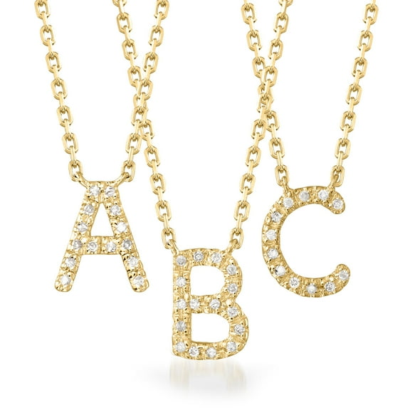 Ross-Simons Diamond-Accented Initial Necklace in 18kt Gold Over Sterling, Women's, Adult
