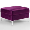 thumbnail image 5 of Maklaine Tufted Velvet Storage Ottoman with Chrome Legs in Purple, 5 of 9