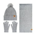 thumbnail image 3 of All Solid Color Knitted Scarf Hat Gloves Set Winter Warm Soft Comfortable Unisex Accessories Three Piece Outfit, 3 of 3