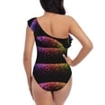 thumbnail image 5 of Haiem Colorful Sparkling Women's One Piece Swimsuits Tummy Control One Shoulder Bathing Suits Ruffle Swimwear-Medium, 5 of 8