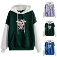 thumbnail image 2 of EQWLJWE Cow Print Sweatshirt for Women Fall Warm Sweatshirt Cute Cow Print Drawstring Drop Shoulder Hoodie Loose and Pockets Halloween Sweaters Halloween Clearance Costumes, 2 of 4