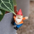 thumbnail image 4 of HAHUT Funny Climbing Gnome Figurines Flower Pot Hugger, Mini Resin Dwarf Hanging on Branch Figurine for Garden Backyard Patio Yard Fence Art Decor (Big Belly Dwarf), 4 of 10
