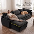 thumbnail image 4 of EHANCIS 105" Modular Sectional Sofa, 3 Seater Chenille L Shape Couch with Ottoman, Black, 4 of 11