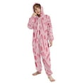 thumbnail image 5 of Soft Big Kids Onesie Pajamas Cozy Loose-Fit Jumpsuits for kids with Pockets for Christmas Lounge & Play Pink Candy Cane and Strawberry, 5 of 8