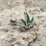 Pierce2GO Marijuana Pot Leaf Hologram Ear Plugs – 316L Surgical Steel Body Jewelry, Unique Design Earrings