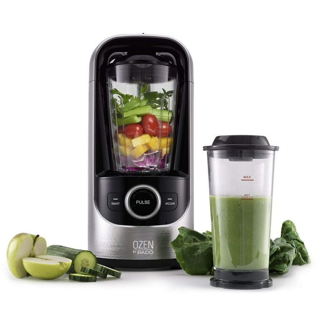 Pado Ozen 500 Vacuum Blender, Countertop Kitchen Blender for Nutrient Dense Smoothie Blends That Don't Separate, Plus Extra Vacuum Storage Container-Silver