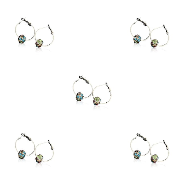 Qarigey 1 par de pendientes de aro, pendientes de tuerca, regalo de joyería de cumpleaños, cuentas de Color plateado Abalorio de color plata 5piezas Qarigey CBP227087