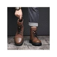 thumbnail image 5 of Men's High-Top Combat Boots with Lace-Up Adjustable Buckle Strap, Mixed Fabric & Faux Leather Upper, Durable Outdoor Footwear for Daily Wear and Casual Activities, 5 of 9