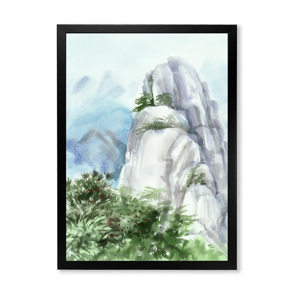 Designart 'The Clouds Over Mountain Top' Traditional Framed Art Print
