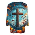 thumbnail image 4 of DDAPJ pyju Christian 3/4 Shirts for Women Easter Holiday T Shirt Religious Cross Graphic Tees Jesus Faith Tops Sky Blue XXL, 4 of 6