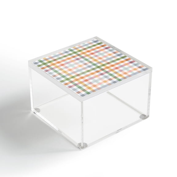 Society6 Ninola Design Countryside Gingham Picnic 4" x 4" Acrylic Box